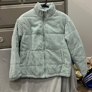 Slant Pocket Corduroy Puffer Coat